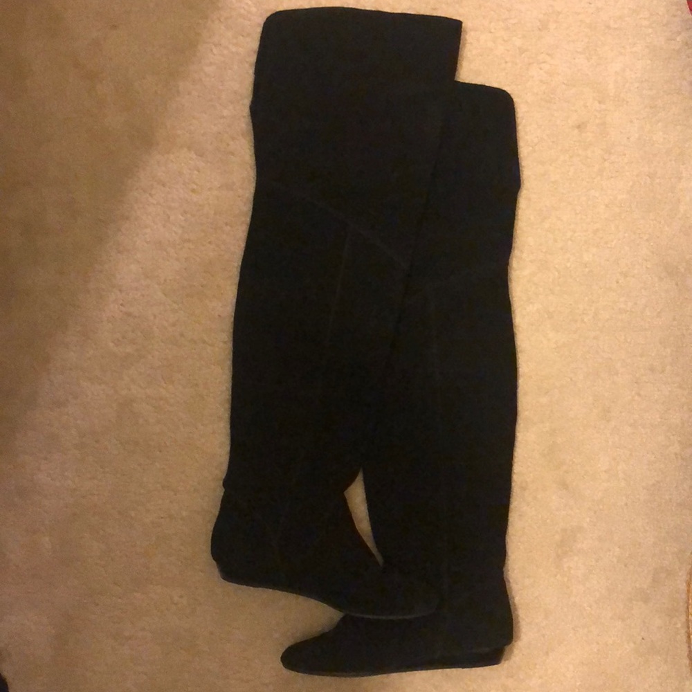 Black suede over the knee boots